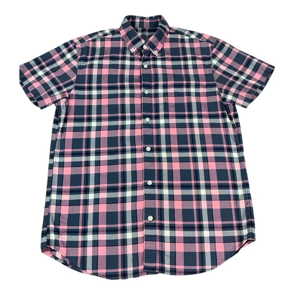 J Crew Men’s Short Sleeve Button Up Shirt, Lightweight Oxford, Slim Fit, Medium